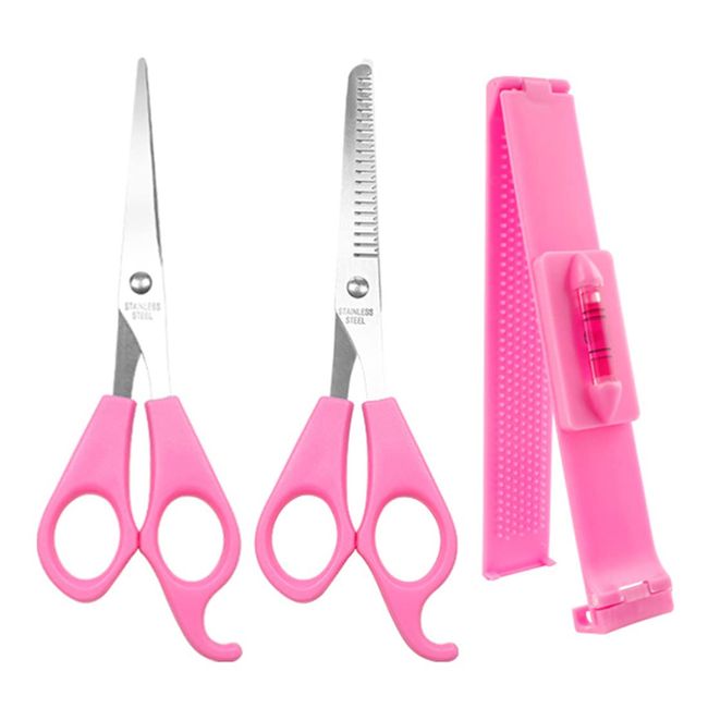 LIUJZZJ Haarschneide Hilfe Clip Haarschneide Hilfe Clip Friseurschere Scherer für Selber Schneiden Leicht(Eins Haarschnitt Clips+2 Stücke Haarschnitt Schere)