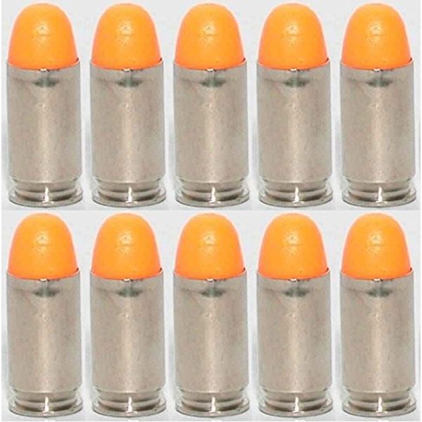 ST Action Pro Pack Of 10 Inert .45 ACP Automatic Colt Pistol Orange Safety Trainer Cartridge Dummy Ammunition Ammo Shell Rounds with Nickel Case