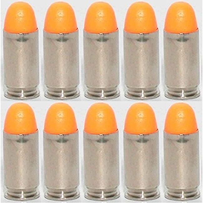 ST Action Pro Pack Of 10 Inert .45 ACP Automatic Colt Pistol Orange Safety Trainer Cartridge Dummy Ammunition Ammo Shell Rounds with Nickel Case