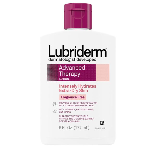 Lubriderm Advanced Therapy Fragrance-Free Moisturizing Lotion with Vitamins E and Pro-Vitamin B5, Intense Hydration for Extra Dry Skin, Non-Greasy Formula, 6 fl. oz