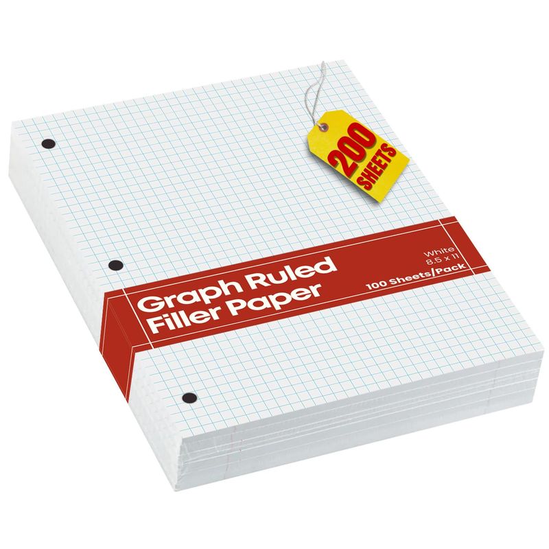 1InTheOffice Graph Paper Loose Leaf, Graph Ruled Filler Paper, 8.5 x 11 ...