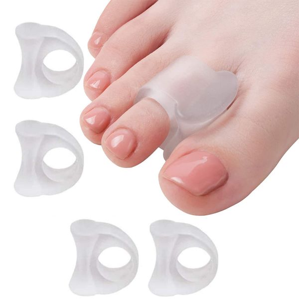 4 Pcs Toe Separators, Zehenspreizer, zum Glätten überlappender Zehen, Gel Toe Separators, Big Toe Separators, Transparent Silicone Toe Separator