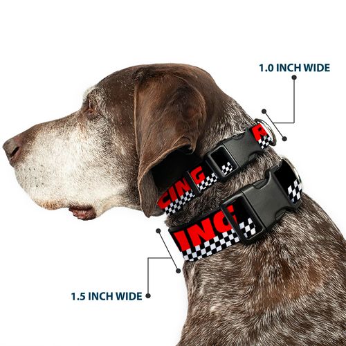 Buckle-Down 18-32" Racing with Checker Black/White/Red Plastic Clip Collar, Wide Large