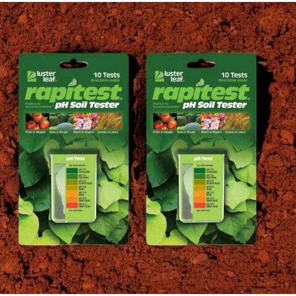 2 New Luster Leaf 1612 Rapitest Soil pH Meter Tester - 10 Test Kits