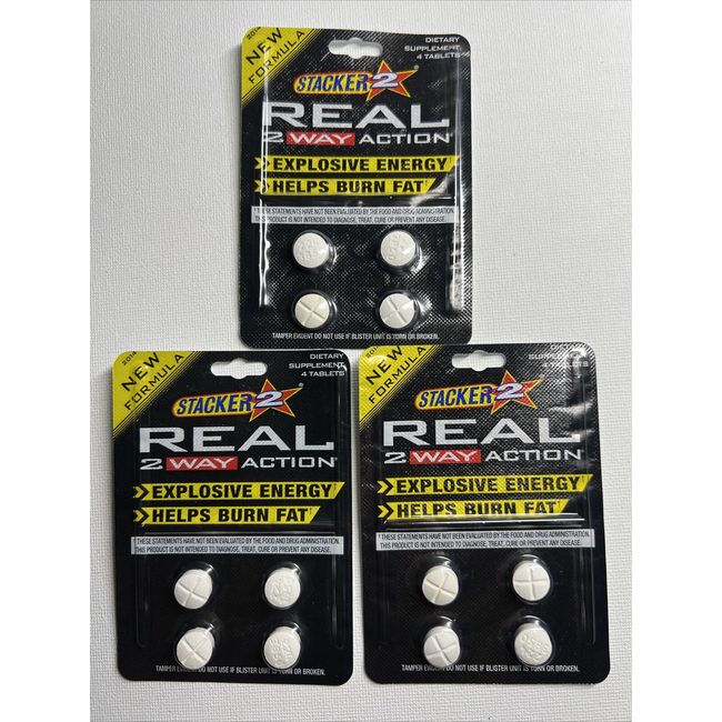 3 Real 2 Way Action Diet & Energy Tablets 3ct X 4 = 12 Pills FREE SHIP FROM TN