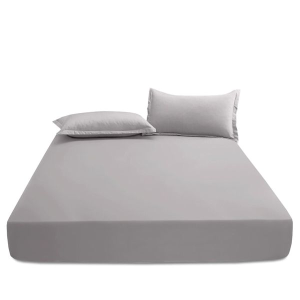 EV DEKOR Fitted Sheet Double, Grey - Deep Pocket Bedsheet 10inch (25 cm) - Soft Brushed Microfiber Fabric - Shrinkage and Fade Resistant - Bottom Sheet - Double Bed Fitted Sheets