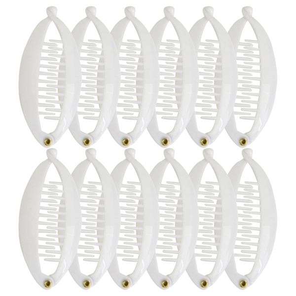 Set of 12 Mini Banana Clips (White)