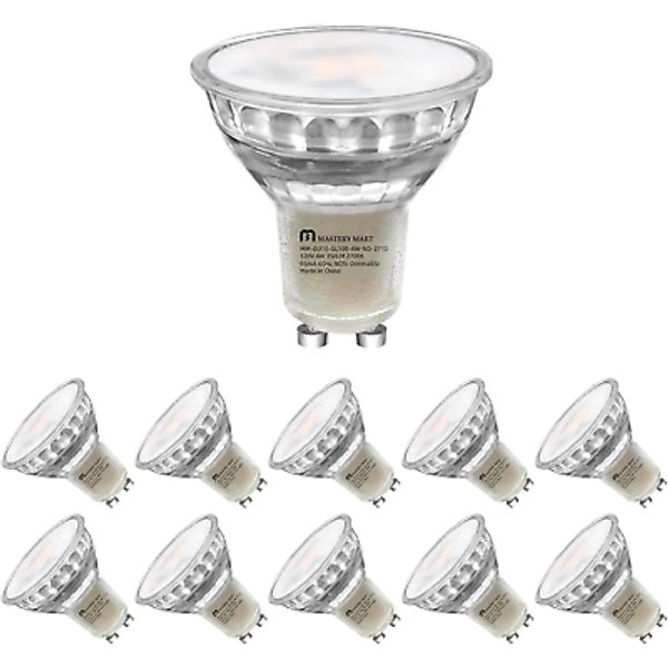 GU10 LED Bulb, Non-Dimmable Track Light Bulbs 10-Pack [50W Equivalent] 4W, 2700K