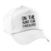 Flox Creative White Baseball Cap On The Hunt for Chocolate
