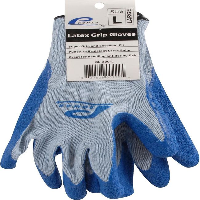 Promar GL-200-L: Blue Latex Grip Glove - Large