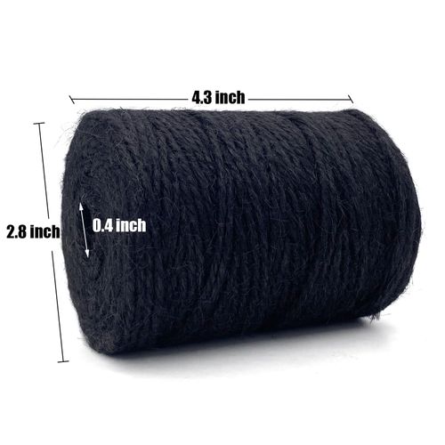 Black Jute Twine 2.5mm Thick 328 Feet Heavy Duty Natural Craft Twine String for Home Gardening Plant Picture Hanger Colored Jute Twine for Gifts Presents Mason Jars Wedding