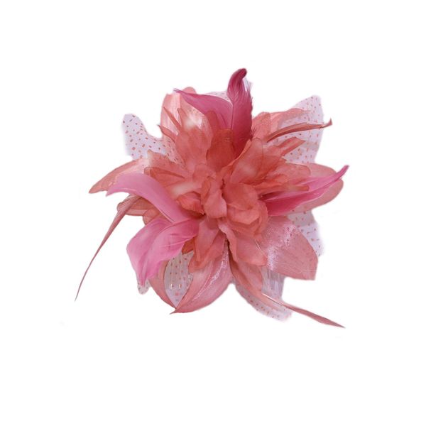 Top Brand Dusky pink chiffon and feather Fascinator on comb,Ideal Wedding, Ladies day,Ascot, Derby.