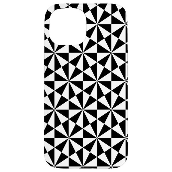iPhone 15 White Black Rectangle Triangle Honeycomb Art Deco Pattern Smartphone Case