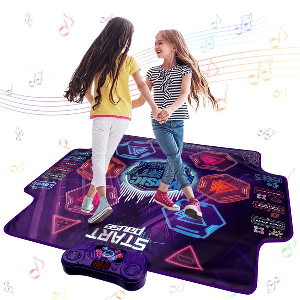 JoyRapt Dance Mat for Kids 4-8 Ages, 6 Light-up Buttons Bluetooth Dance Mat Girls Toys for 8-10, 7 Game Modes Birthday for Teen Girls Dancing Play Mat (black1)