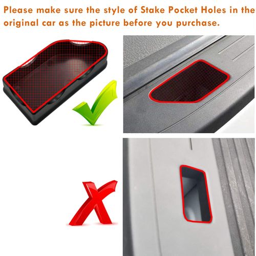 Moonlinks Bed Rail Stake Pocket Covers Compatible with 2014-2018 GMC Sierra 1500 and Chevrolet Silverado Stake Pocket Hole Plug Covers 1500/2500/2500HD/3500HD(Set of 2)