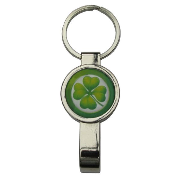 Handmade Silver Plated - Shamrock & 4 Leaf Clover Inspired Bottle Opener Keyring - Boxed Gift