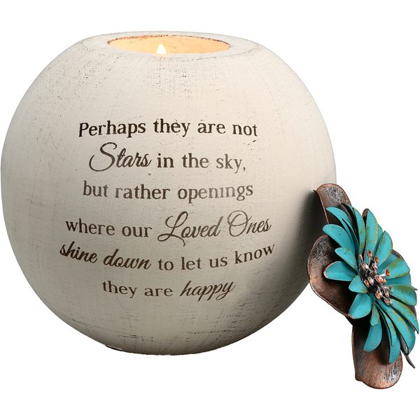 Pavilion Gift Company 19095 Stars in The Sky Candle Holder, 5-Inch, Terra Cotta , Beige