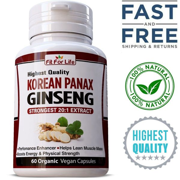 KOREAN RED PANAX GINSENG HIGH STRENGTH GINSENOSIDES EXTRACT SUPPLEMENT 60 CAPS