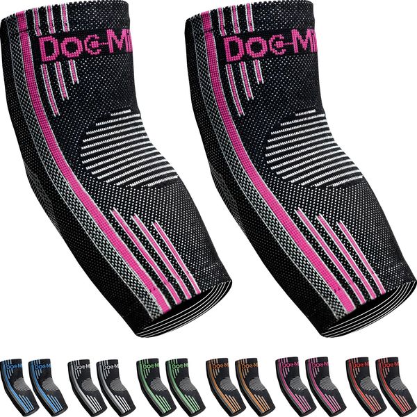 Doc Miller Compression Elbow Brace for Tendonitis and Tennis Elbow, 2 Pack, B...