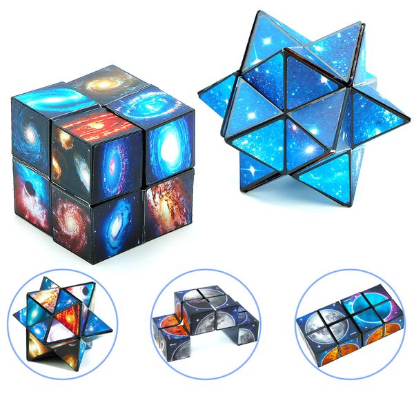 Magic Star Cube Set,2 in 1 Infinity Cube,Speed Cube,Transforming Cubes,3D Puzzle Twist Toy Creative Decompression Cube for Kids and Adults