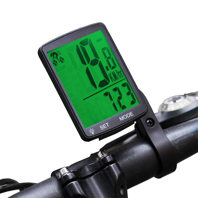 Ewolee Cycle Computer, Bicycle, Wireless Cycle, Speedometer, Large Screen Display, Waterproof, Backlight, Odometer, Timeter, Temperature, Calories Burned, Multi-functional (Green)