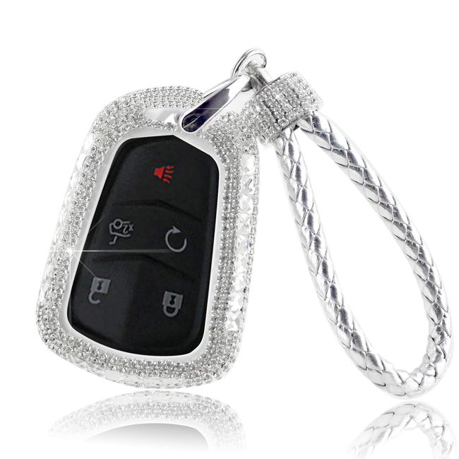 PGONE Car Key Case Key Shell Fob Key Cover Key Chain Lady Key Ring with Bling Rhinestones Diamond Crystals For Cadillac ATSL XT5 CT6 XTS XT4 ATS