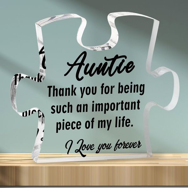 Merclix Auntie Puzzle-Shaped Acrylic Plaque Best Auntie Gifts from Nephew Auntie Birthday Gifts for Women Gifts for Auntie from Niece Aunty Gift Christmas Mothers Day Auntie Gift