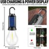 2PCS Solar Rechargeable Hooked Camping Light Solar Tent Lights Emergency Light