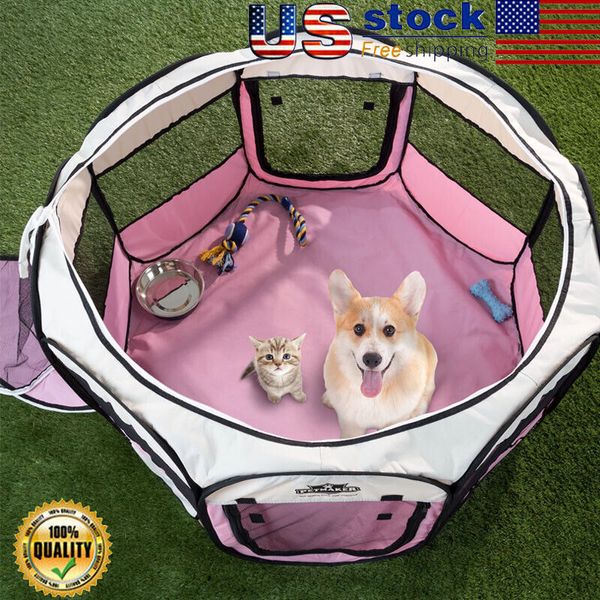 Pet Playpen Dog Pet Cat Kennel w/ Carry Bag Indoor Outdoor Activity Center US