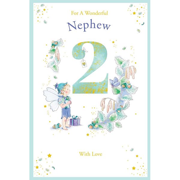 Nephew 2nd Birthday Card Age 2 Catkin Pixie 9" x 6" Lovely Verse