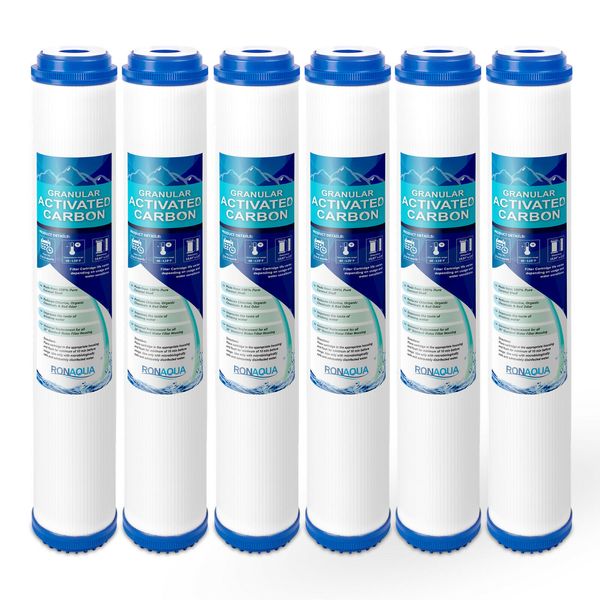 20" x 2.5" Granular Activated Carbon Water Filter Whole House Cartridge Set of 6