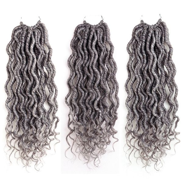 6 Packs Goddess Locs Crochet Hair 14 Inch Gray Wavy Curly Faux Locs Crochet Braids Synthetic Hair Extensions Dreadlocks Crochet Locs Braiding Hair Goddess Brainds Crochet Hair (14" (6 Packs), 51)