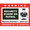 Security Guard On Patrol Warning Stickers / 6 Pack + FREE Shipping
