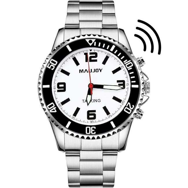 MAUJOY Quality Clear and Loud Voice Unisex English Talking Watch Speaks the Time, Date or alarm time for Elderly, Impaired Sight or Blind 2