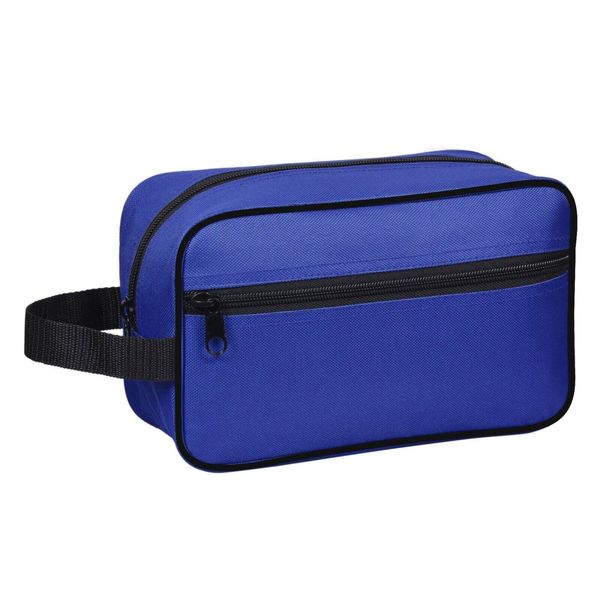 RDK Blue Travel Cosmetic Toiletry Bag Shaving Kit Wash Bag Grooming Make Up Purse with Handle