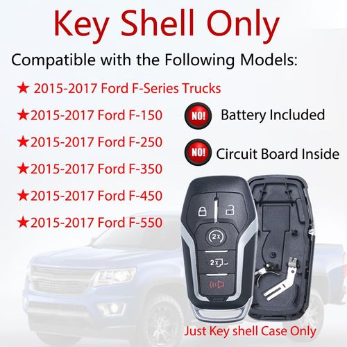 MechanMagic Remote Key Fob Case Shell Cover for Ford F150 F250 F350 2015 2016 2017 (FCC ID:M3N-A2C31243300 P/N:164-R8117) 5 Buttons, Key Fob Cover Replacement