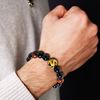 Mecool Men Natural Tiger Eye Agate Chatoyancy Bracelet Big Dragon Pattern Bead(12mm Yellow)