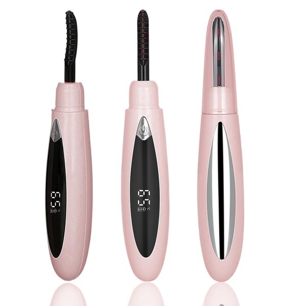 Heated Eyelash Curler, Portable Heated Lash Curler 24H Long Lasting Intelligent Power Off Electric Heated Eyelash Curler, Rechargeable Quick Heating Eyelash Curlers with Eyelash Comb for Makeup-Pink