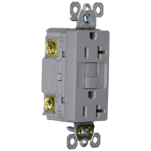 Legrand Radiant 2097GRYCCD12 20 Amp GFCI Self Test Decorator Duplex Outlet, Gray (1 Count)