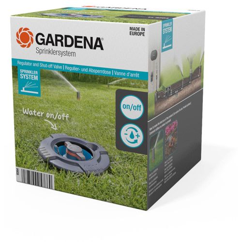 Gardena Sprinkler System control and shut off box with 3/4 inch external thread: For the variable control or shut off of the water flow, for individual sprinklers or groups (08264-20)