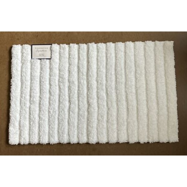 New! WHITE Charter Club Signature "21x34" Anti Microbial Plush Bath Rug No Skid