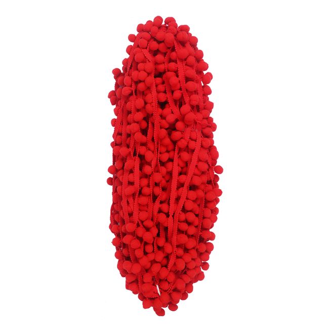 YYCRAFT 10 Yards Ball Fringe 1" Wide Pom Pom Trim Ribbon Sewing(Pom Size 15mm, Red)