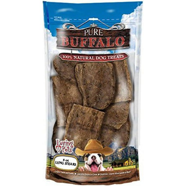 Loving Pets Pure Buffalo Lung Steaks Dog Treat, 8 -Ounce