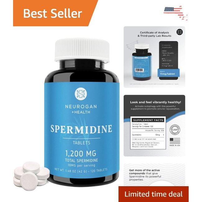 Spermidine Supplement - Cellular Health, Anti-Aging & Energy - 1200mg - 120