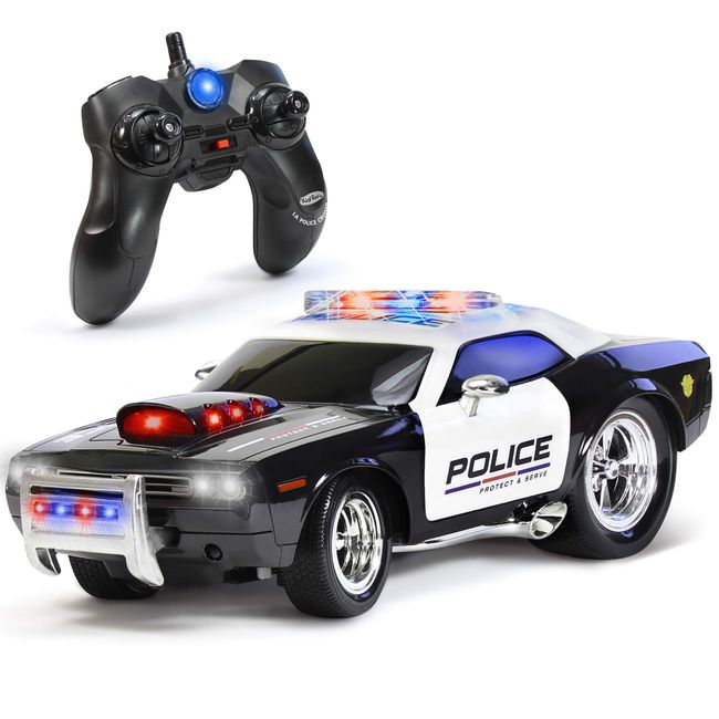 KidiRace Remote Control Police Car Toy with Lights and Sirens for Boys - Rechargeable Cop Car - Durable RC Police Car Toy for Kids 3 Years and Up