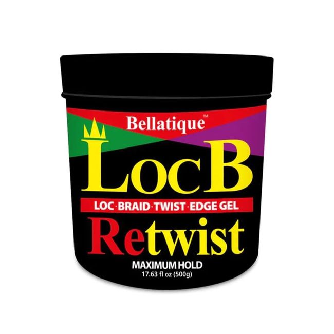 BELLATIQUE Loc B Retwist Loc, Braid, Twist, Edge Gel for Natural, Relaxed, Dry, Dull, & Brittle Hair (17.63 oz) - No Flaking, No Whitening, Fast Drying, High Shine, Maximum Hold - Last Up to 48 Hrs