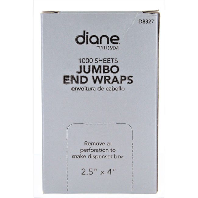 Diane by Fromm Jumbo End Wraps – Pack of 1000 Wraps for Styling Hair in Salon or at Home – Large – 2.5” x 4” – White – D8327