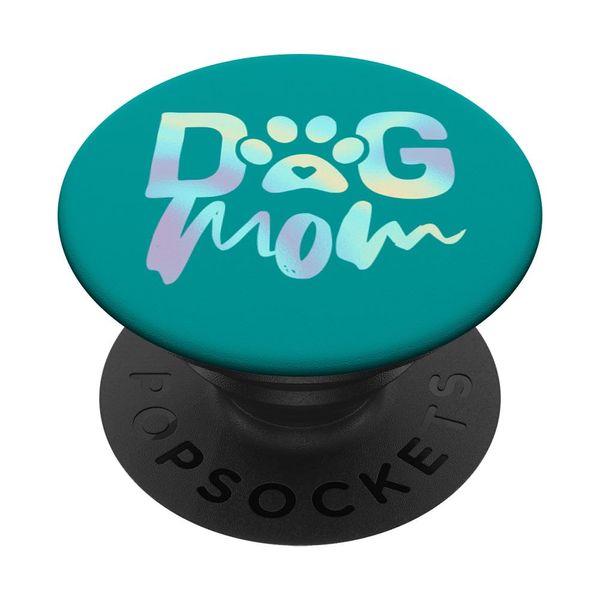 Rainbow Dog Mom Teal PopSockets Standard PopGrip