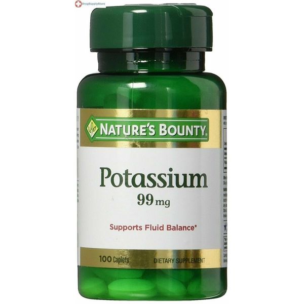 Nature's Bounty Potassium Gluconate 99mg, 100 Caplets X 2 BOTTLES