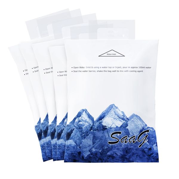 SaaG Soak & Freeze Dry Ice Packs for Cool Box - Pack of 5 for Lunch Box Travel Cool Box Camping - Suitable for Cooler bags Lunch Boxes - Keeps Food Fresh & Cool (12x10 cm)